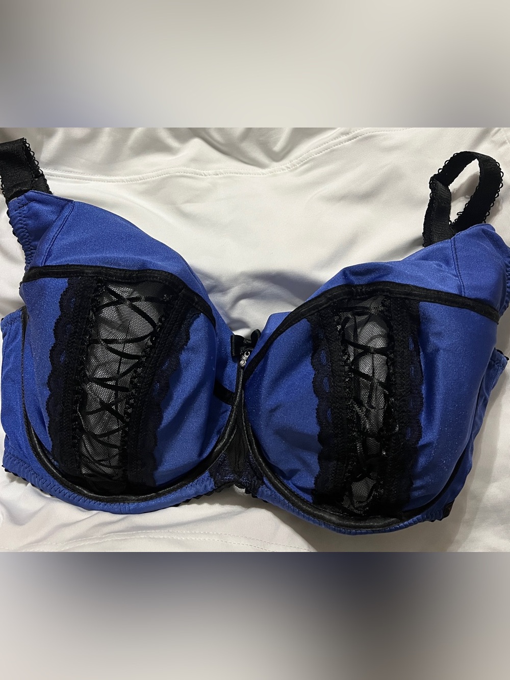 Ewa Michalak 75JJ / US 34N Blue Black Lace Underwire Bra Polish Lingerie
